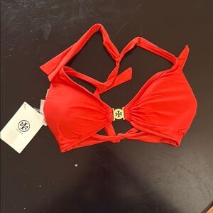 Tory Burch Vibrant Redish Orange Bikini Top